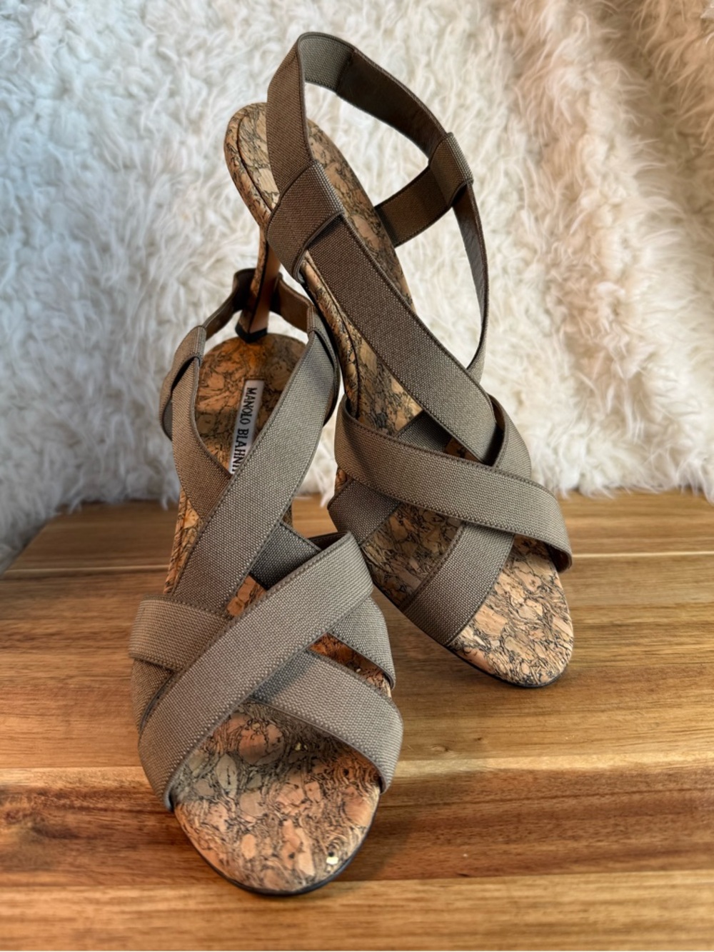 Manolo Blahnik Grosgrain Slingback Sandals